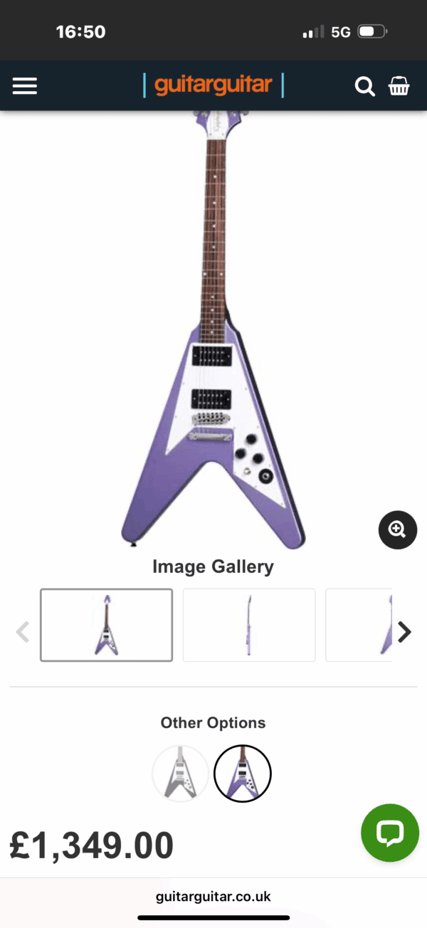 Epiphone Kirk Hammett 1979 Flying V Purple Metallic - Image 3
