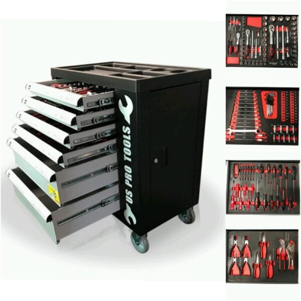 US PRO TOOLS 1 PIECE 6 DRAWER ROLLER CABINET WITH TOOLS
